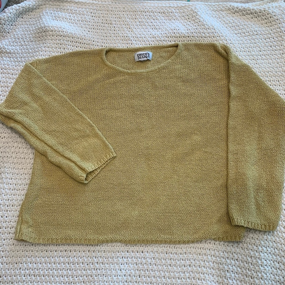 Chico’s Design Women’s Yellow Knit Sweater
No Fabric/Size Tag- See Measurements